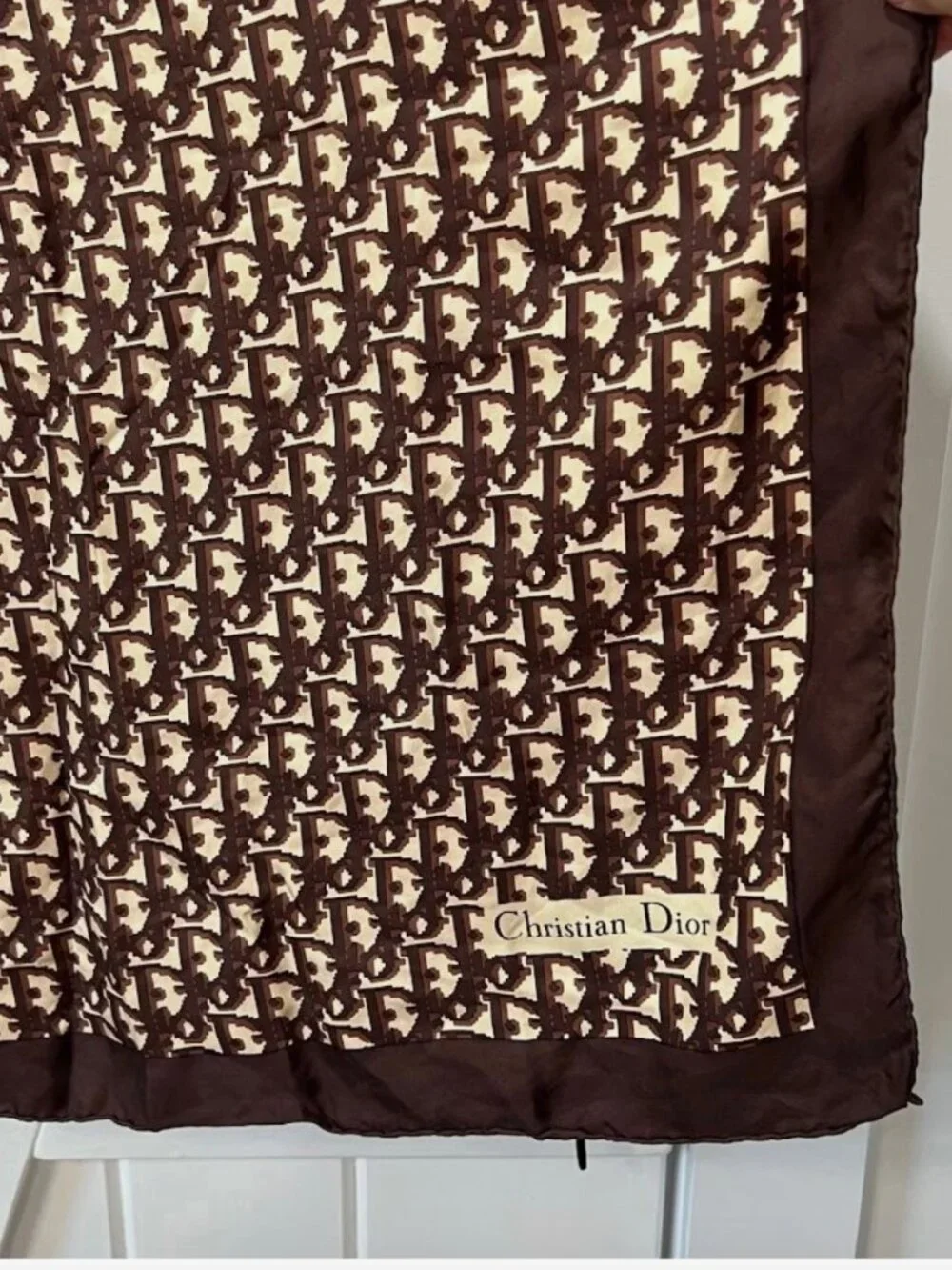 Christian Dior Monogram Scarf. 100% Silk. Hand Rolled. Made in Italy 30